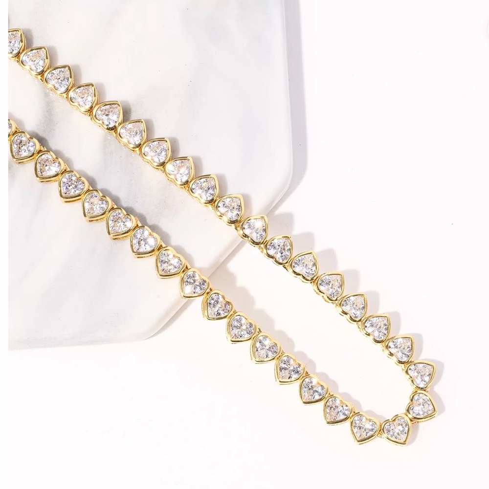 Radiant Gold Heart Crystal Necklace